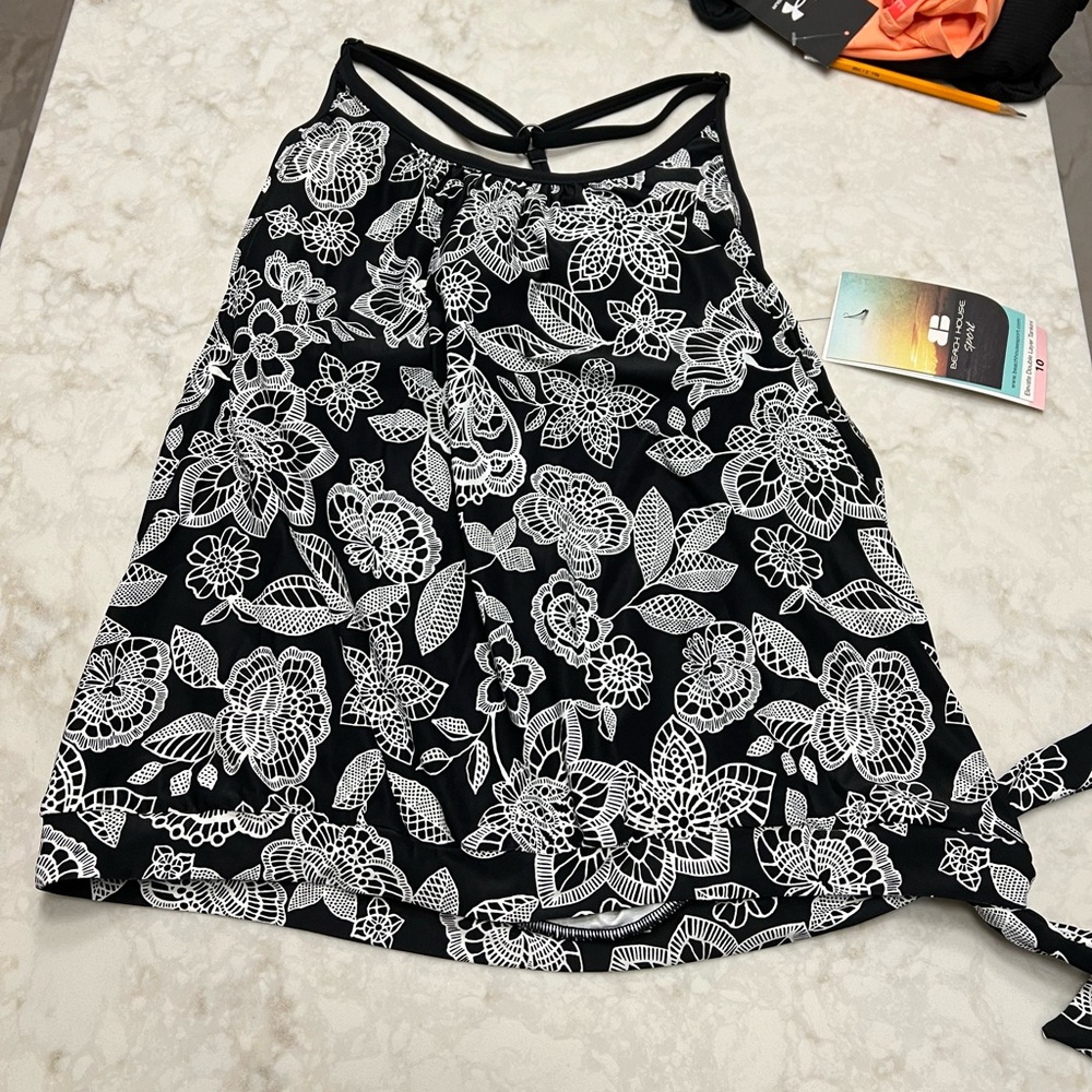 Beach House Sport Elevate Double Layer Tankini swim top, 10, floral print
